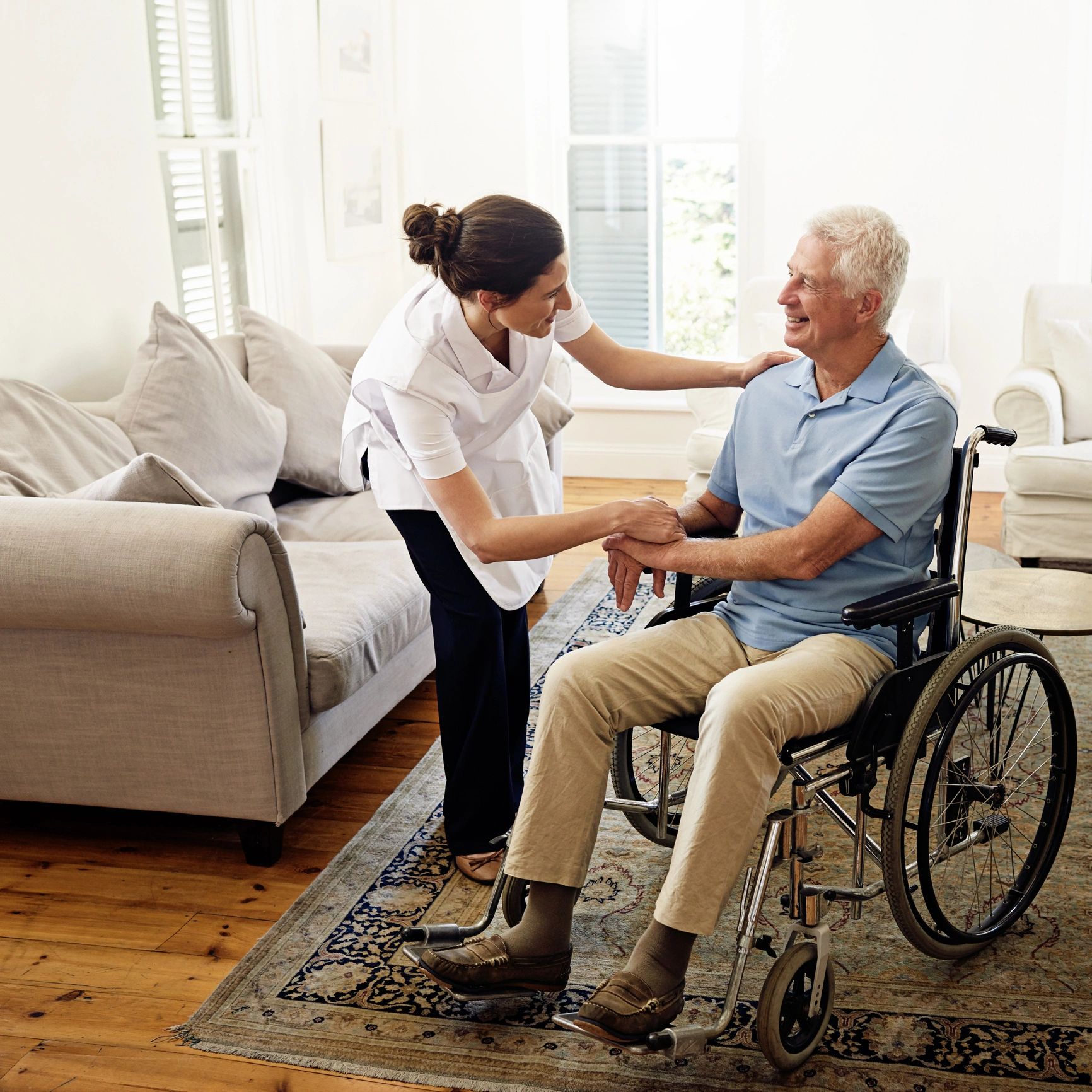 Healthcare worker with elderly man
